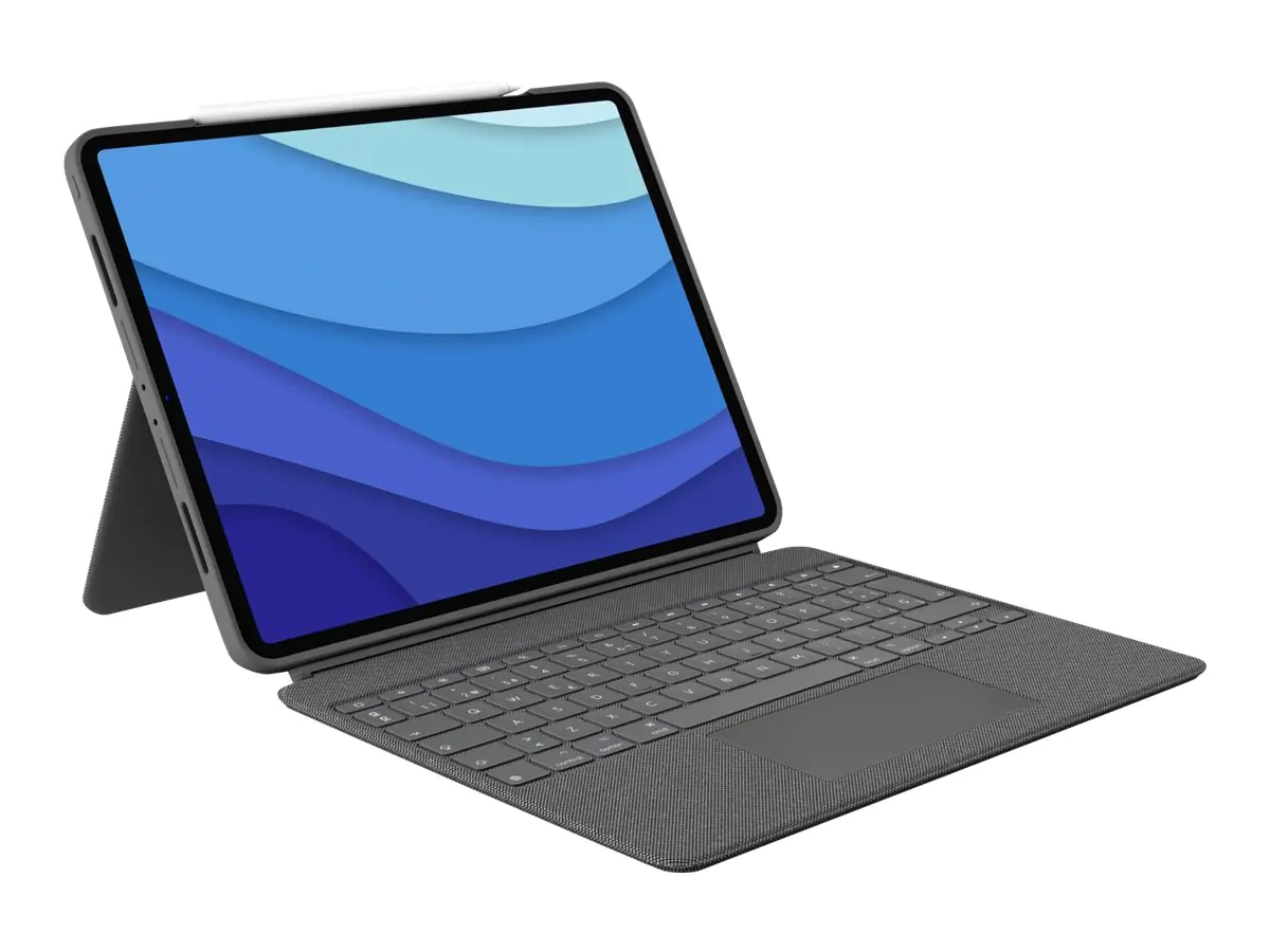 Logitech Combo Touch - Tastatur und Foliohülle - mit Trackpad - hintergrundbeleuchtet - Apple Smart connector - QWERTY - Spanisch - Oxford Gray - für Apple 12.9-inch iPad Pro (5. Generation) 920-010211
