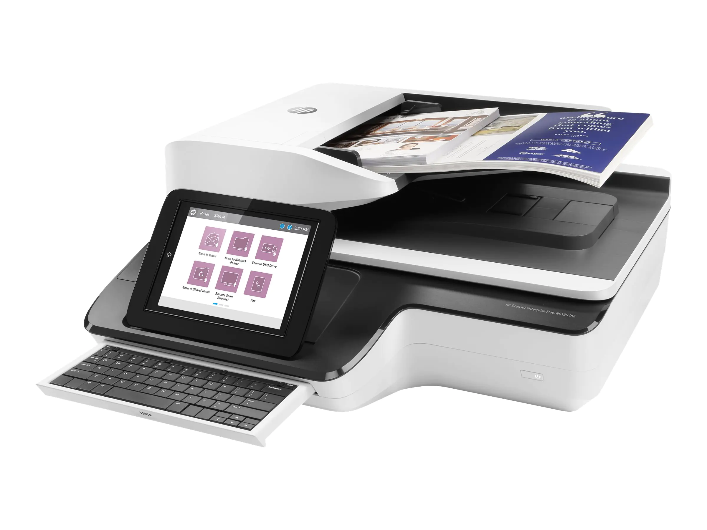 HP ScanJet Enterprise Flow N9120 fn2 - Dokumentenscanner - Flachbett: CCD / ADF: CIS - Duplex - 297 x 864 mm - 600 dpi x 600 dpi - bis zu 120 Seiten/Min. (einfarbig) / bis zu 120 Seiten/Min. (Farbe) - automatischer Dokumenteneinzug (200 Blätter) - bis zu HP ScanJet Enterprise Flow N9120 fn2 - Dokumentenscanner - Flachbett: CCD / ADF: CIS - Duplex - 297 x 864 mm - 600 dpi x 600 dpi - bis zu 120 Seiten/Min. (einfarbig) / bis zu 120 Seiten/Min. (Farbe) - automatischer Dokumenteneinzug (200 Blätter) - bis zu