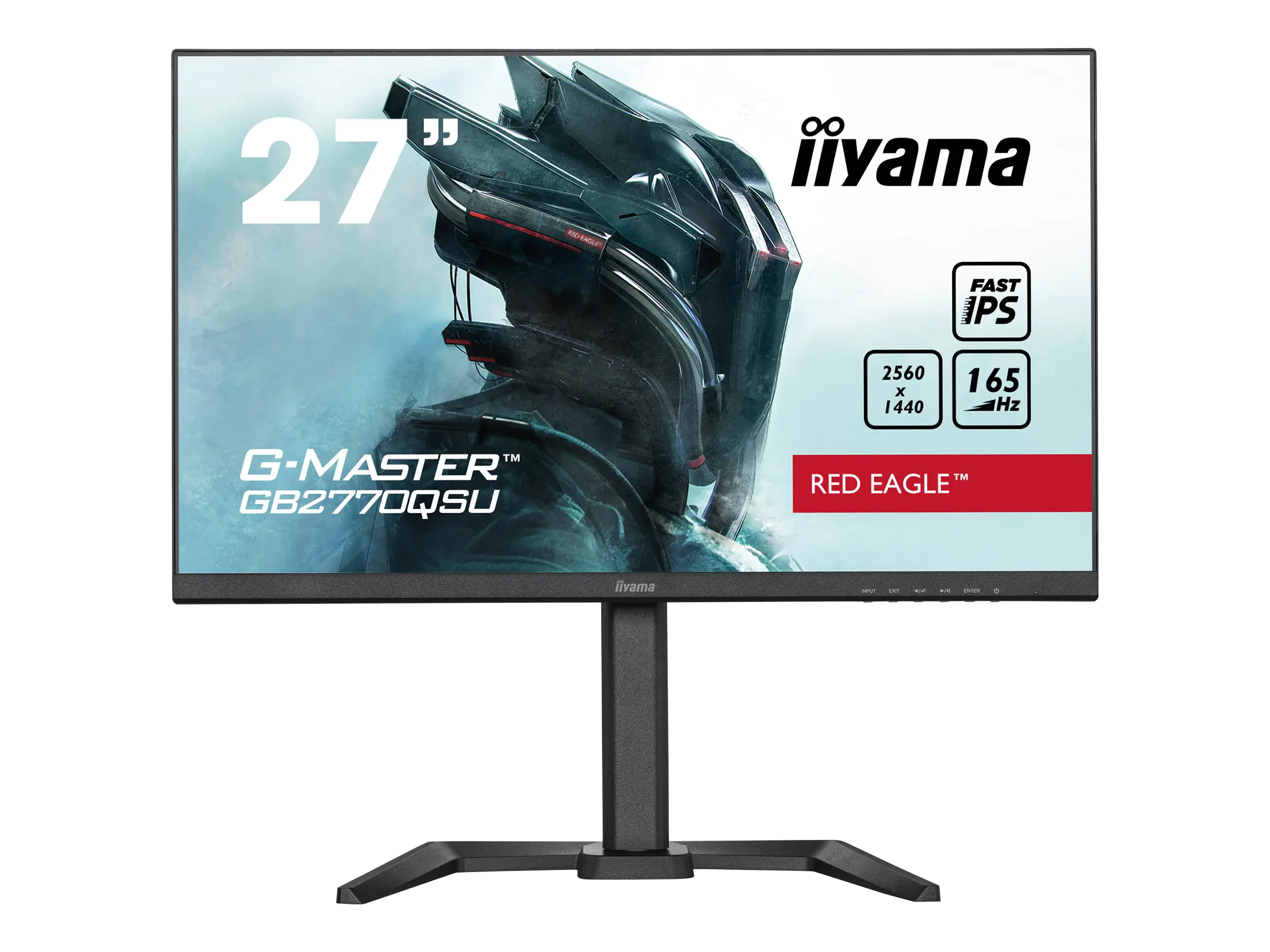 iiyama G-MASTER Red Eagle GB2770QSU-B5 - LED-Monitor - 68.6 cm (27") - 2560 x 1440 WQHD @ 165 Hz - Fast IPS - 400 cd/m² - 1000:1 - HDR400 - 0.5 ms - HDMI, DisplayPort - Lautsprecher - mattschwarz