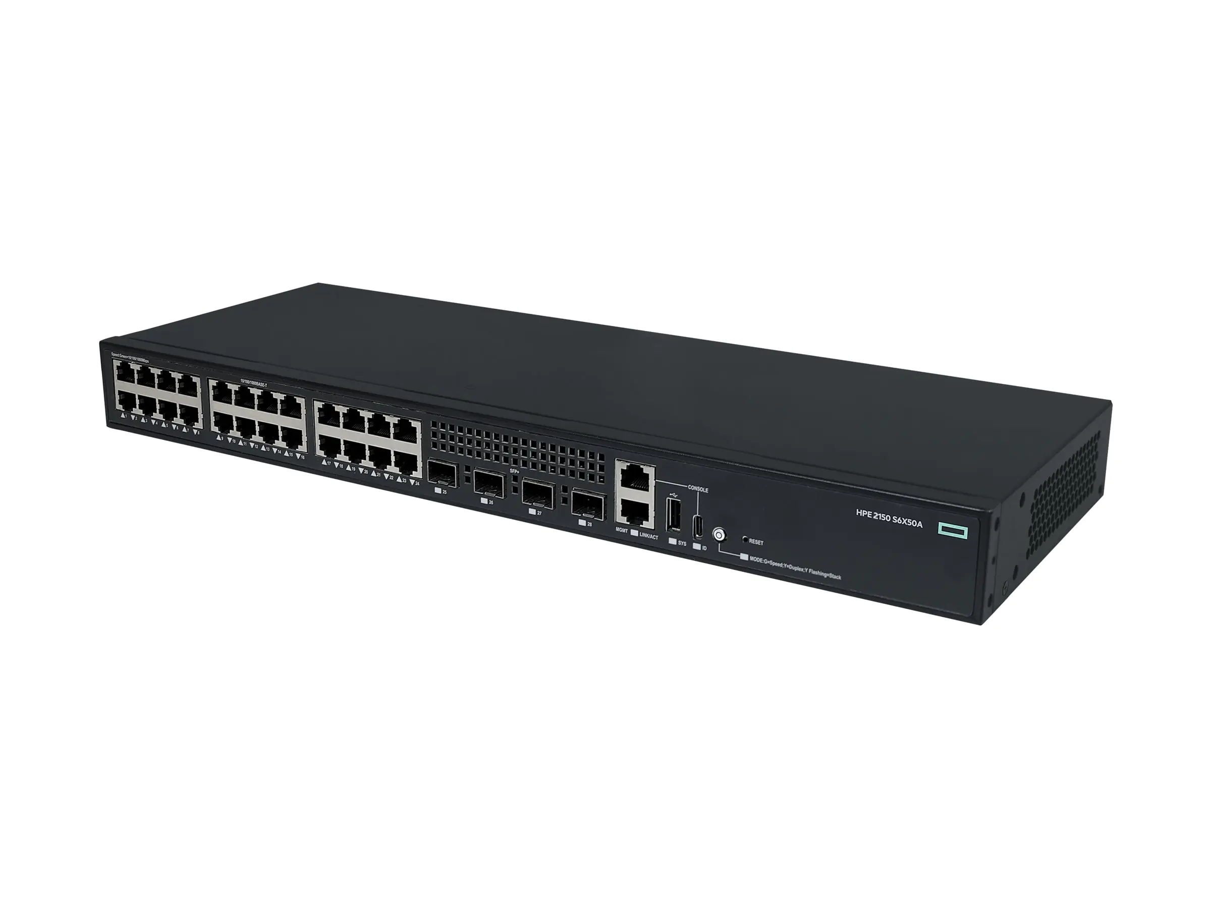 HPE Networking Comware 2150 24p 10M/100M/1G 4p SFP+ 1G/10G - Switch - L3 - managed - 24 x 10/100/1000Base-T + 4 x 1 Gigabit / 10 Gigabit SFP+ (Uplink / Stacking) S6X50A#ABB