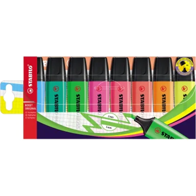 STABILO Textmarker BOSS 70/8 2-5mm farbig sortiert 8 St./Pack. STABILO Textmarker BOSS 70/8 2-5mm farbig sortiert 8 St./Pack.