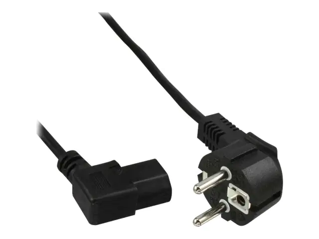 InLine - Stromkabel - power CEE 7/7 (S) gewinkelt zu power IEC 60320 C13 links gewinkelt - 30 cm - Schwarz