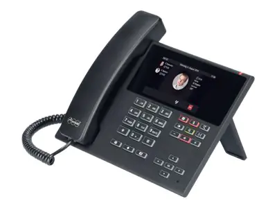 Auerswald COMfortel D-400 - VoIP-Telefon mit Rufnummernanzeige/Anklopffunktion - dreiweg Anruffunktion - SIP, RTP, SRTP, SIPS - 6 Leitungen - Schwarz