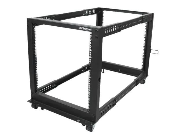StarTech 12HE 4 Pfosten Open Frame Server Rack tiefenverstellbar mit Rollen / Nivellierfüße und Kabelverwaltung - Dell PowerEdge HP ProLiant ThinkServer (4POSTRACK12U) - Schrank offener Rahmen - Schwarz - 12U - für P/N: CABSCREWM5B, CABSCREWSM5, CABSCREWS