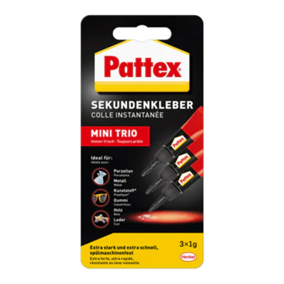 Pattex Sekundenkleber Mini Trio PSMT3 Tube 1g 3 St./Pack. Pattex Sekundenkleber Mini Trio PSMT3 Tube 1g 3 St./Pack.