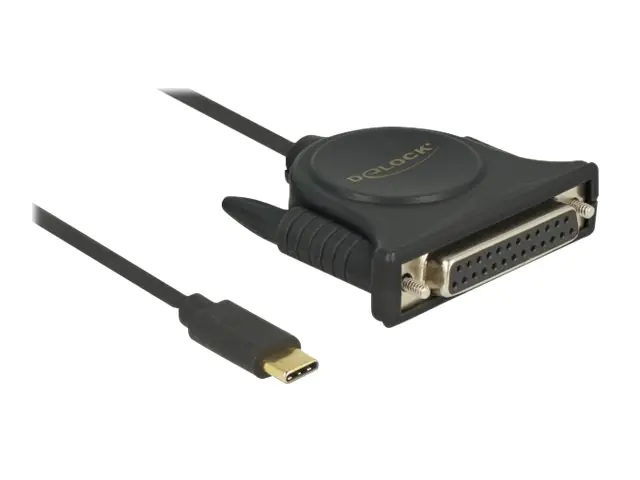 Delock - USB-/Parallelkabel - 24 pin USB-C (M) zu DB-25 (W) - 1.8 m - Daumenschrauben - Schwarz