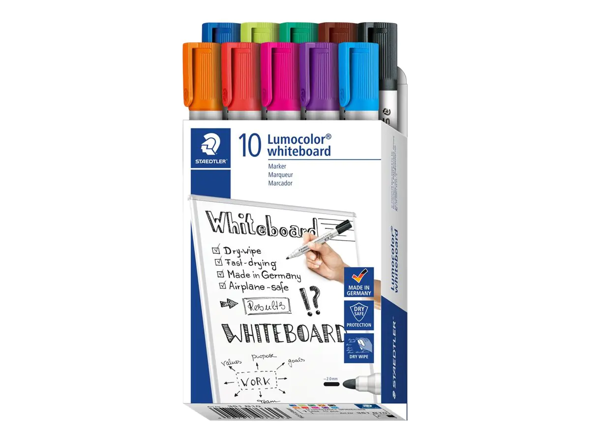 STAEDTLER Lumocolor 351 - Marker - für Glas, Whiteboard, Porzellan - gemischte Farben - 2 mm (Packung mit 10) 351 B10