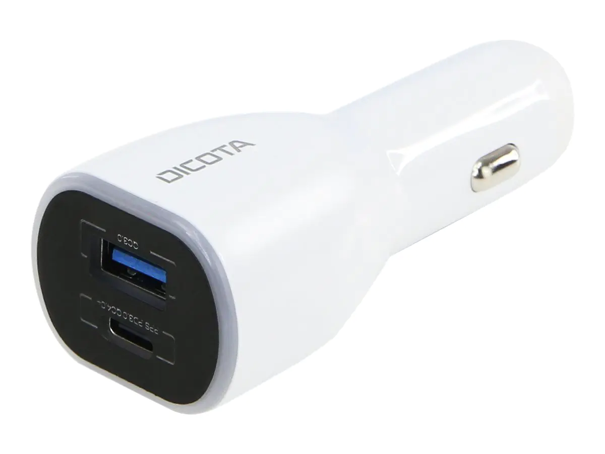 DICOTA Universal PRO - Auto-Netzteil - 100 Watt - 5 A - QC 3.0 - 2 Ausgabeanschlussstellen (USB Typ A, 24 pin USB-C) - auf Kabel: USB-C - weiß