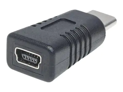Manhattan USB-C to Mini-USB Adapter, Male to Female, 5 Gbps (USB 3.2 Gen1 aka USB 3.0), SuperSpeed USB, Black, Lifetime Warranty, Polybag - USB-Adapter - 24 pin USB-C (M) zu Mini-USB, Typ B (W) - USB 2.0 - 3 A - Schwarz