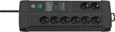 Brennenstuhl 1256000698, 3 m, Drinnen, Abgewinkelt, IP20, Schwarz, 8 AC-Ausgänge
