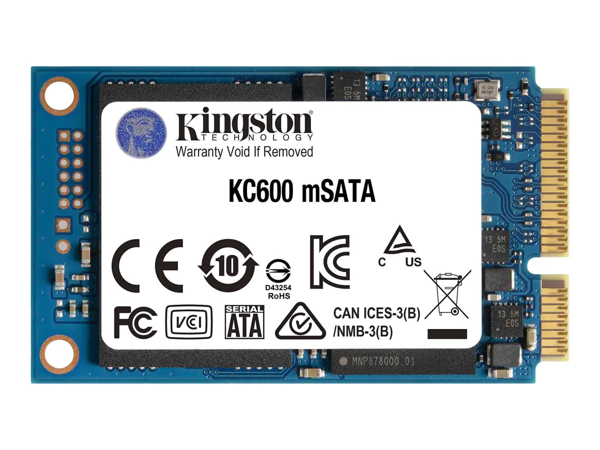 Kingston KC600 - SSD - verschlüsselt - 1024 GB - intern - mSATA - SATA 6Gb/s - 256-Bit-AES - TCG Opal Encryption, Self-Encrypting Drive (SED) SKC600MS/1024G