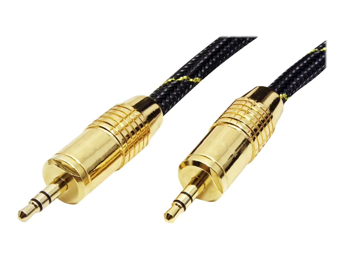 Roline Gold - Audiokabel - mini-phone stereo 3.5 mm männlich zu mini-phone stereo 3.5 mm männlich - 2.5 m - abgeschirmt - Schwarz, Gold