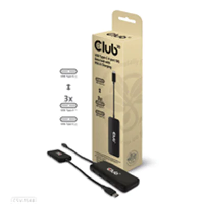 Club 3D USB-Hub Typ C> 4x USB 10Gbps+ 100W PD St/Bu retail - Hub - 10 Gbps