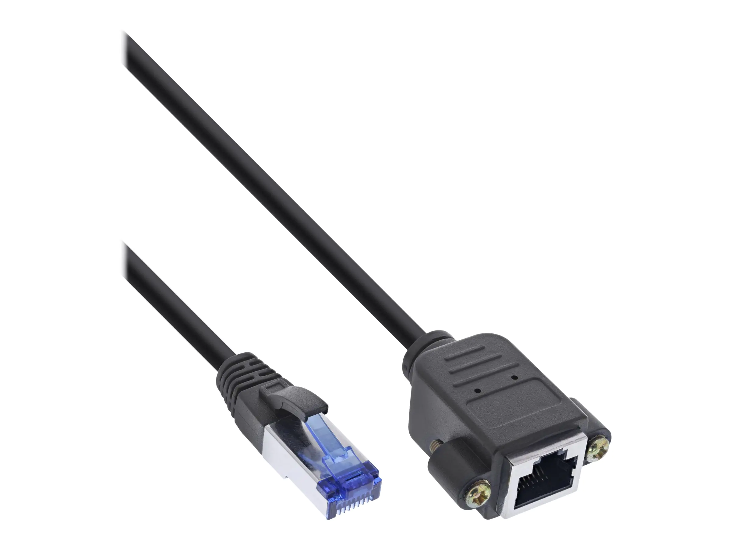 InLine - Patch-Verlängerungskabel - RJ-45 (M) zu RJ-45 (W) Unterputzmontage - 1 m - SFTP, PiMF - CAT 6a - halogenfrei - Schwarz