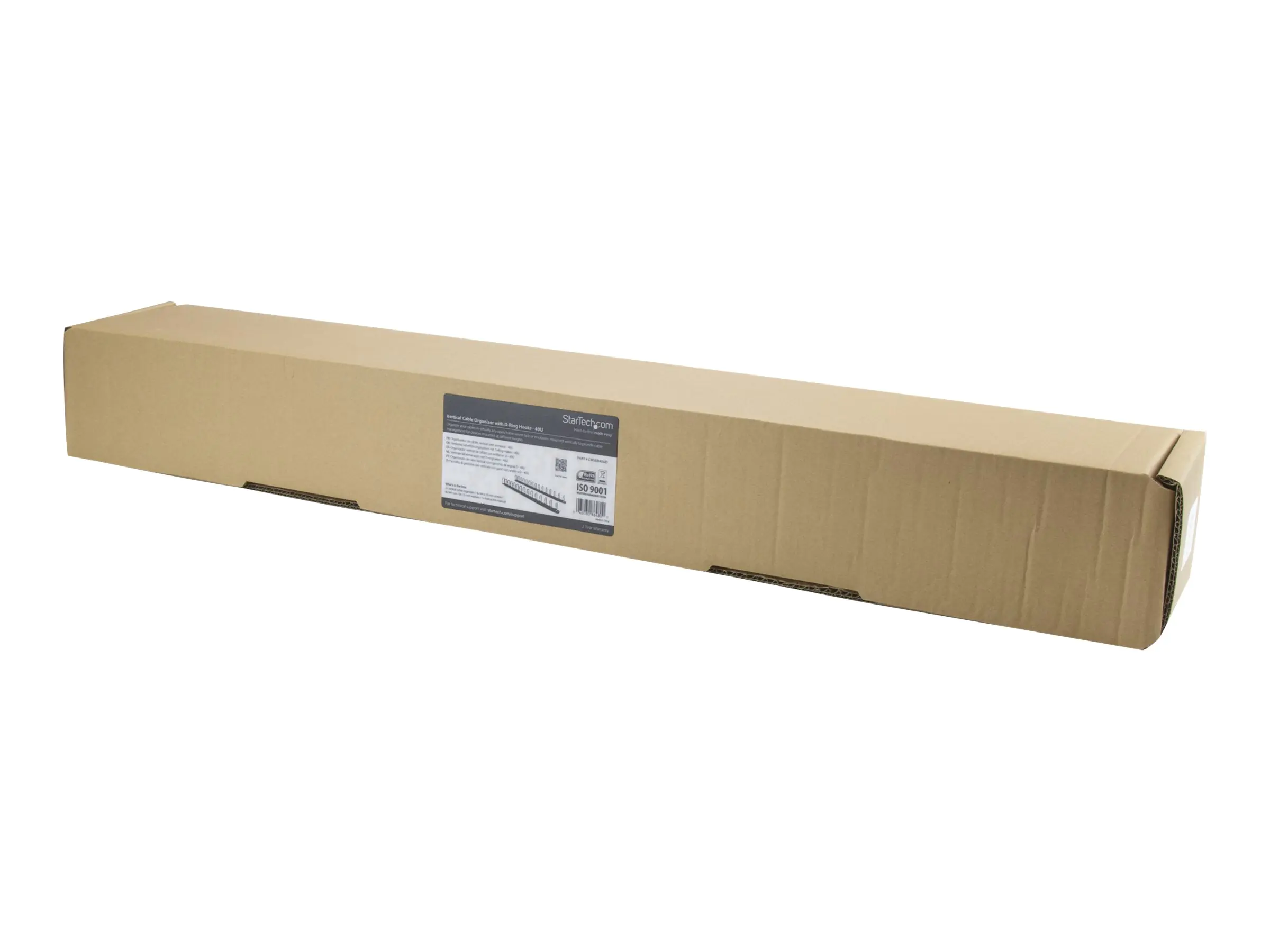 StarTech Vertikaler Kabelordner mit D-Hacken - 0U - 1,8m - Rack Kabelmanager - D-Ring-Kabelführungskit - 1.83 m - Schwarz - 40U - für P/N: RK2537BKM, RK4242BK24, RK4242BK30
