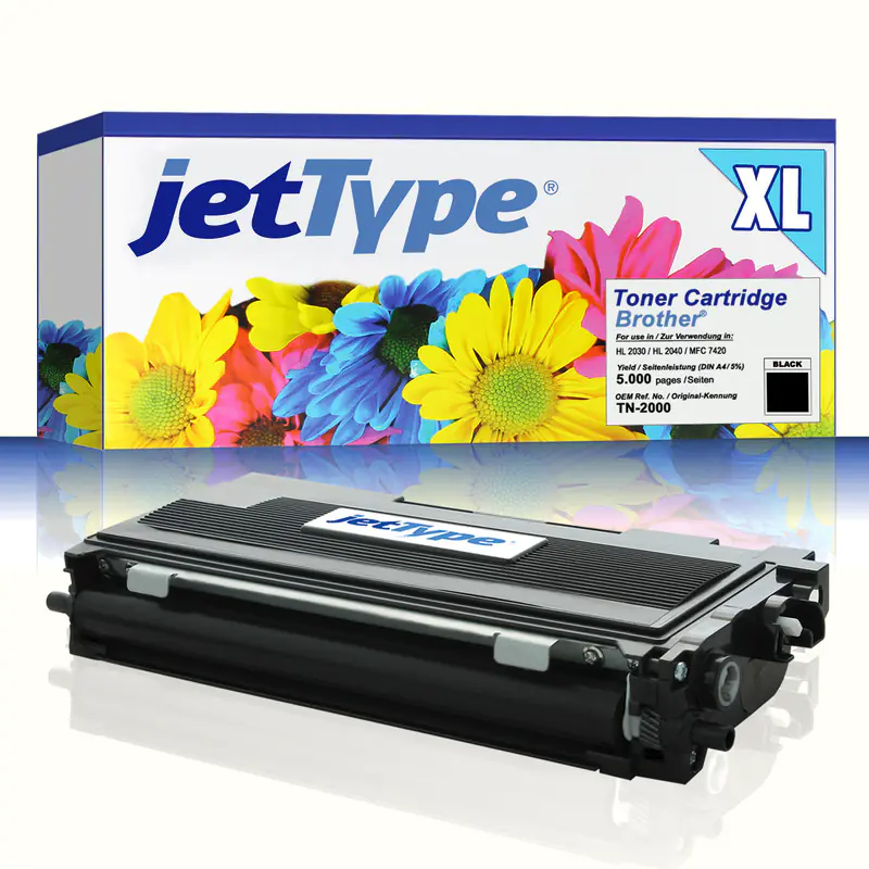 jetType Toner kompatibel zu Brother TN-2000 Schwarz 4.800 Seiten Große Füllmenge