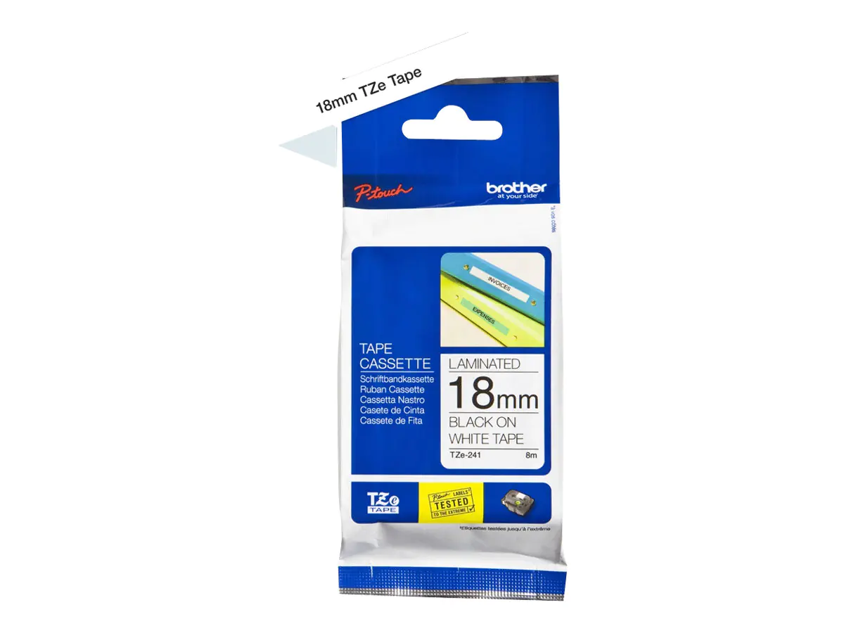 Brother TZe-241 - Standard-Klebstoff - Schwarz auf Weiß - Rolle (1,8 cm x 8 m) 1 Kassette(n) laminiertes Band - für Brother PT-P750; P-Touch PT-1880, D450, D460, D610, D800, E800, P900, P950 Brother TZe-241 - Standard-Klebstoff - Schwarz auf Weiß - Rolle (1,8 cm x 8 m) 1 Kassette(n) laminiertes Band - für Brother PT-P750; P-Touch PT-1880, D450, D460, D610, D800, E800, P900, P950