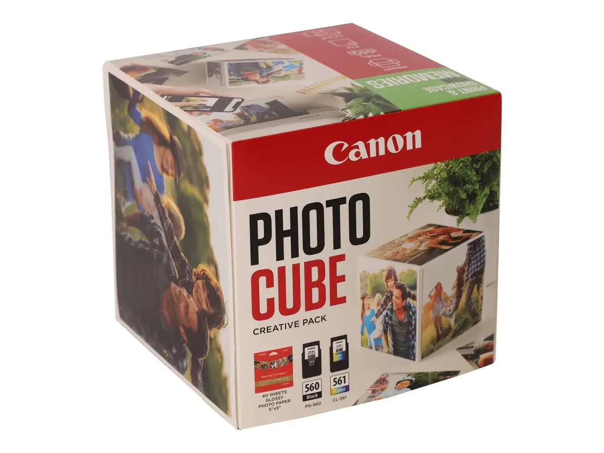 Canon Photo Cube Creative Pack - Glänzend - 2er-Pack - Schwarz, Farbe (Cyan, Magenta, Gelb) - original - Tintenpatrone / Papierkit - für PIXMA TS5350, TS5350i, TS5351, TS5351i, TS5352, TS5353, TS7450, TS7450i, TS7451, TS7451i