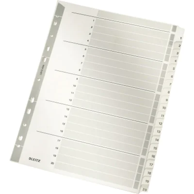Leitz Register 43260000 DIN A4 1-20 volle Höhe 160g Karton grau Leitz Register 43260000 DIN A4 1-20 volle Höhe 160g Karton grau