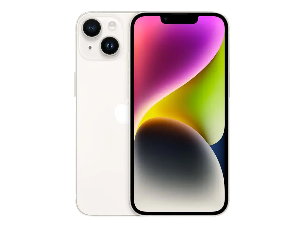Apple iPhone 14 - 5G Smartphone - Dual-SIM / Interner Speicher 128 GB - OLED-Display - 6.1" - 2532 x 1170 Pixel - 2 x Rückkamera 12 MP, 12 MP - front camera 12 MP - Starlight