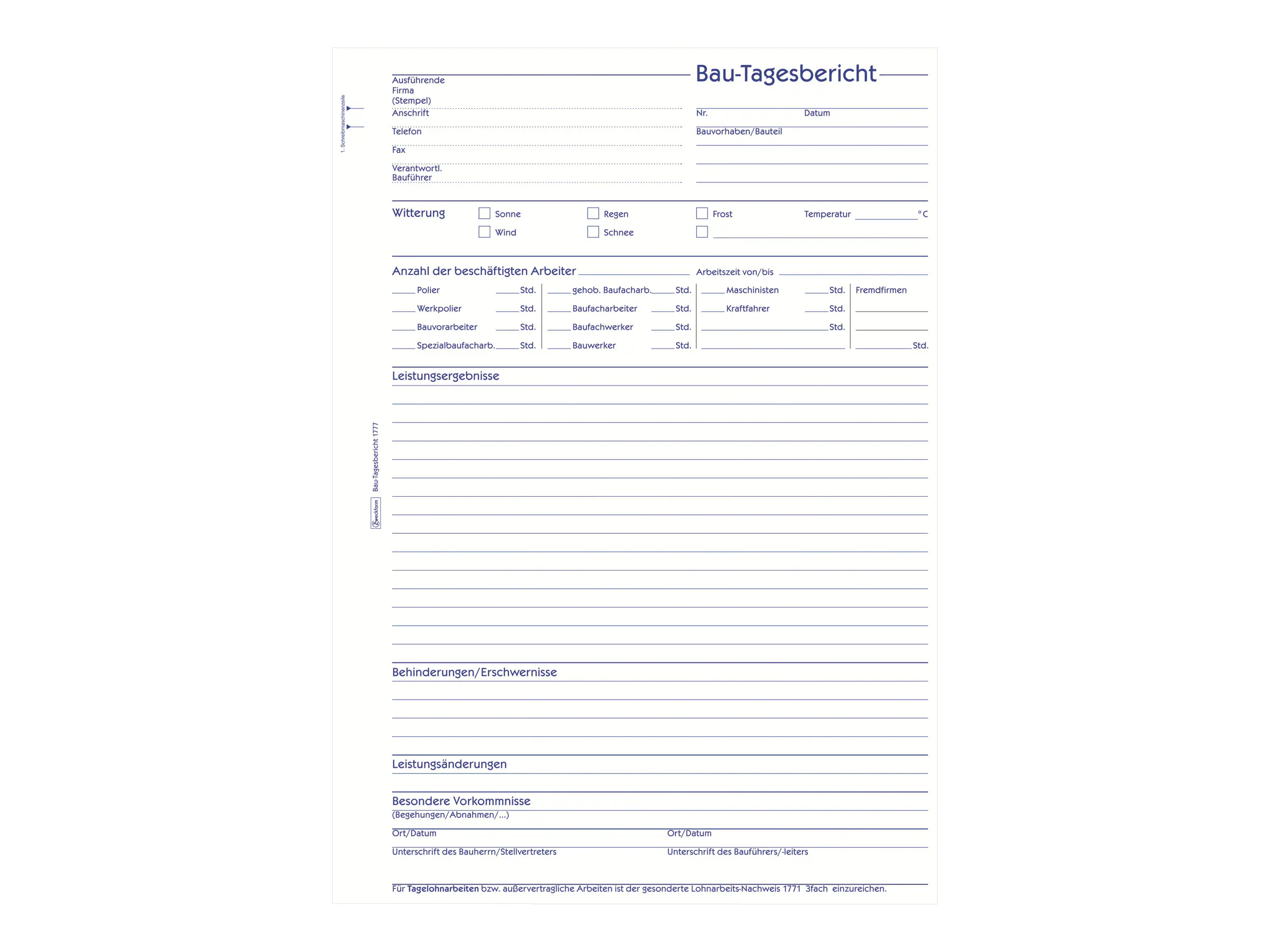 Avery Zweckform Bautagebuch - 40 Blatt - A4 (210 x 297 mm) 1777