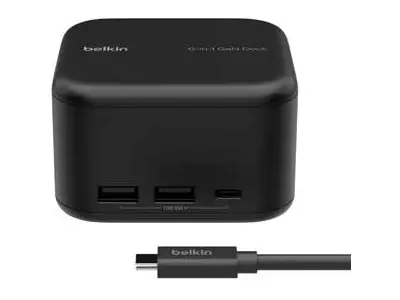 Belkin CONNECT 6-in-1 Core GaN - Dockingstation - USB-C - HDMI - 1GbE - 130 Watt Belkin CONNECT 6-in-1 Core GaN - Dockingstation - USB-C - HDMI - 1GbE - 130 Watt
