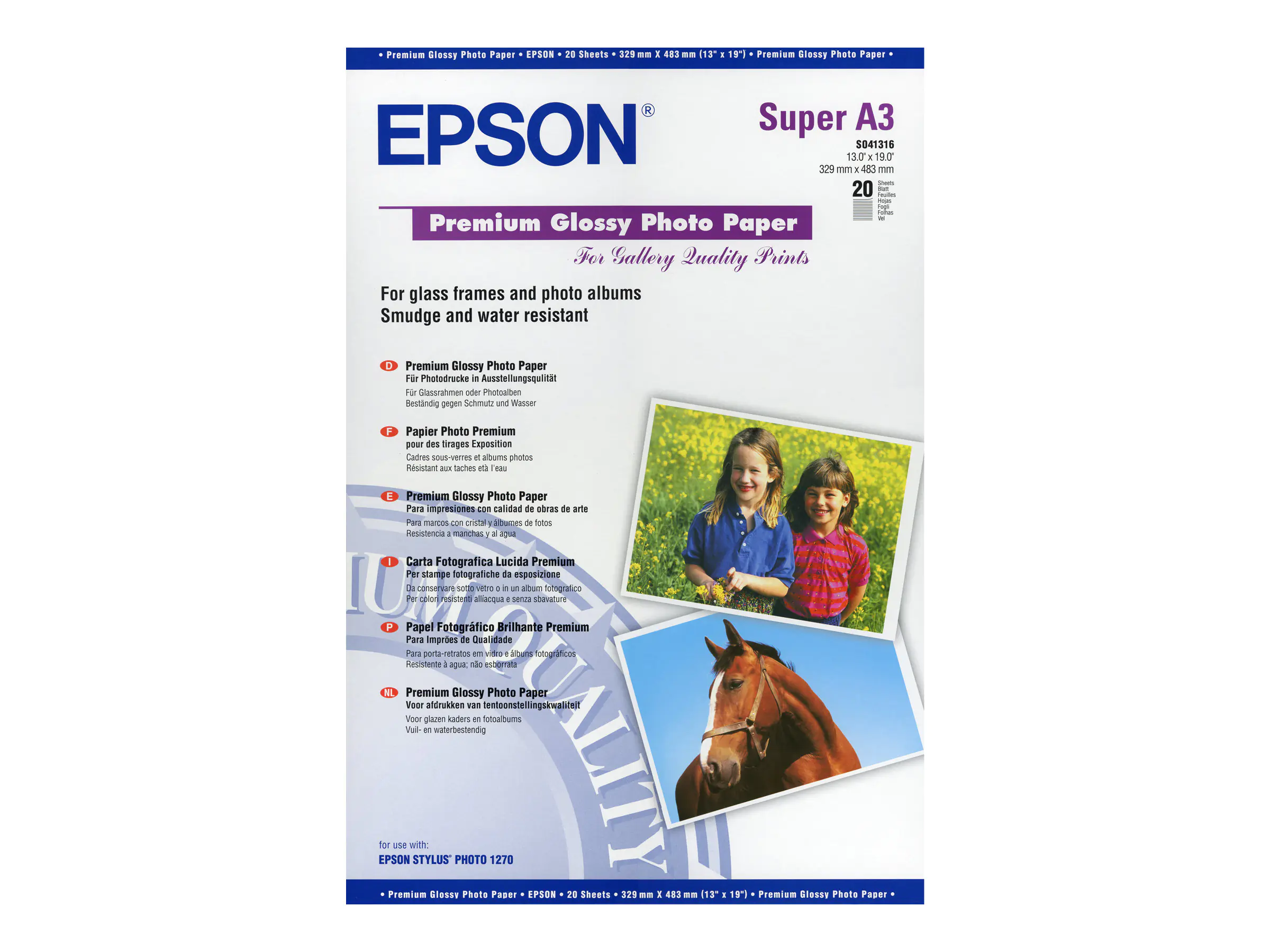 Epson Fotopapier C13S041316 DIN A3/B 260 g/m² für Tintenstrahldrucker glänzend 20 Blatt Epson Fotopapier C13S041316 DIN A3/B 260 g/m² für Tintenstrahldrucker glänzend 20 Blatt