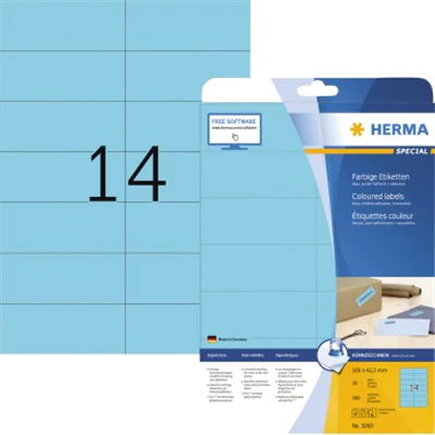HERMA Etikett SPECIAL 5060 105x42,3mm blau 280 St./Pack. HERMA Etikett SPECIAL 5060 105x42,3mm blau 280 St./Pack.