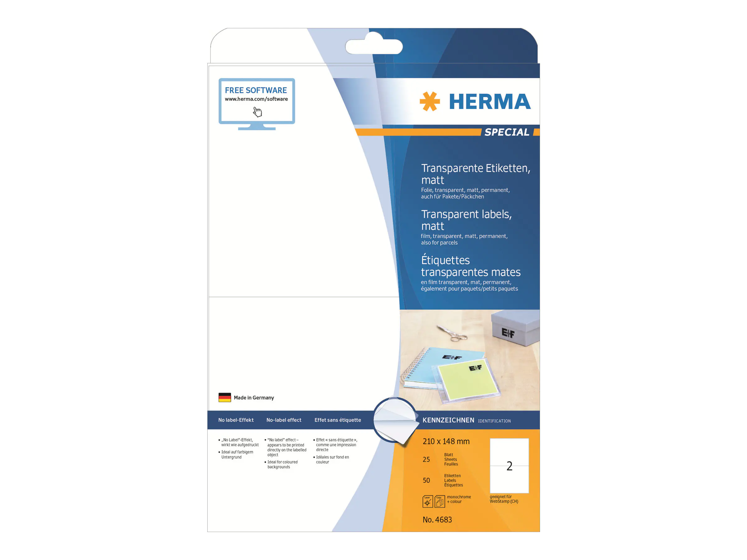 HERMA Etikett 4683 210x148mm Folie tr 50 St./Pack.