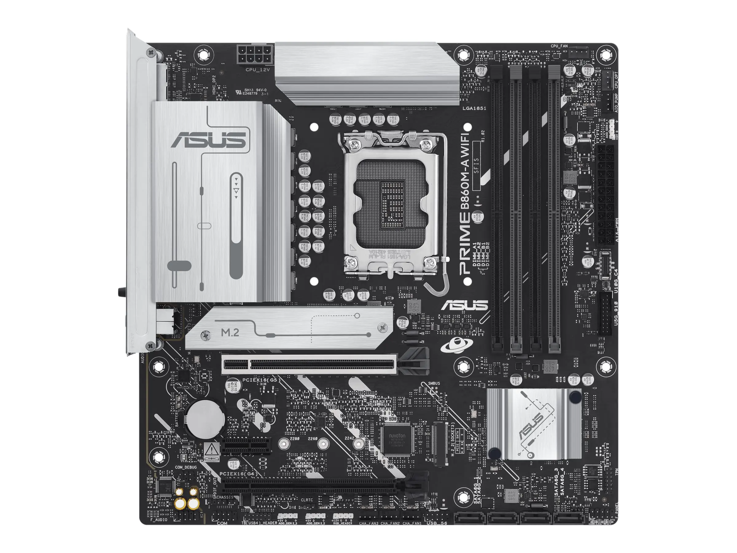 ASUS PRIME B860M-A WIFI - Motherboard - micro ATX - LGA1851-Sockel - B860 Chipsatz - USB-C 3.2 Gen 2x2, USB 3.2 Gen 2, USB 3.2 Gen 1, USB-C 3.2 Gen 1 - 2.5 Gigabit LAN, Bluetooth, Wi-Fi 6E - Onboard-Grafik (CPU erforderlich) - HD Audio (8-Kanal)