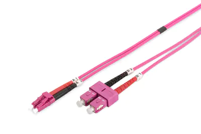 Digitus - Patch-Kabel - SC multi-mode (M) zu LC Multi-Mode (M) - 3 m - Glasfaser - Duplex - 50/125 Mikrometer - OM4 - geschirmt, halogenfrei - Aquamarin Digitus - Patch-Kabel - SC multi-mode (M) zu LC Multi-Mode (M) - 3 m - Glasfaser - Duplex - 50/125 Mikrometer - OM4 - geschirmt, halogenfrei - Aquamarin
