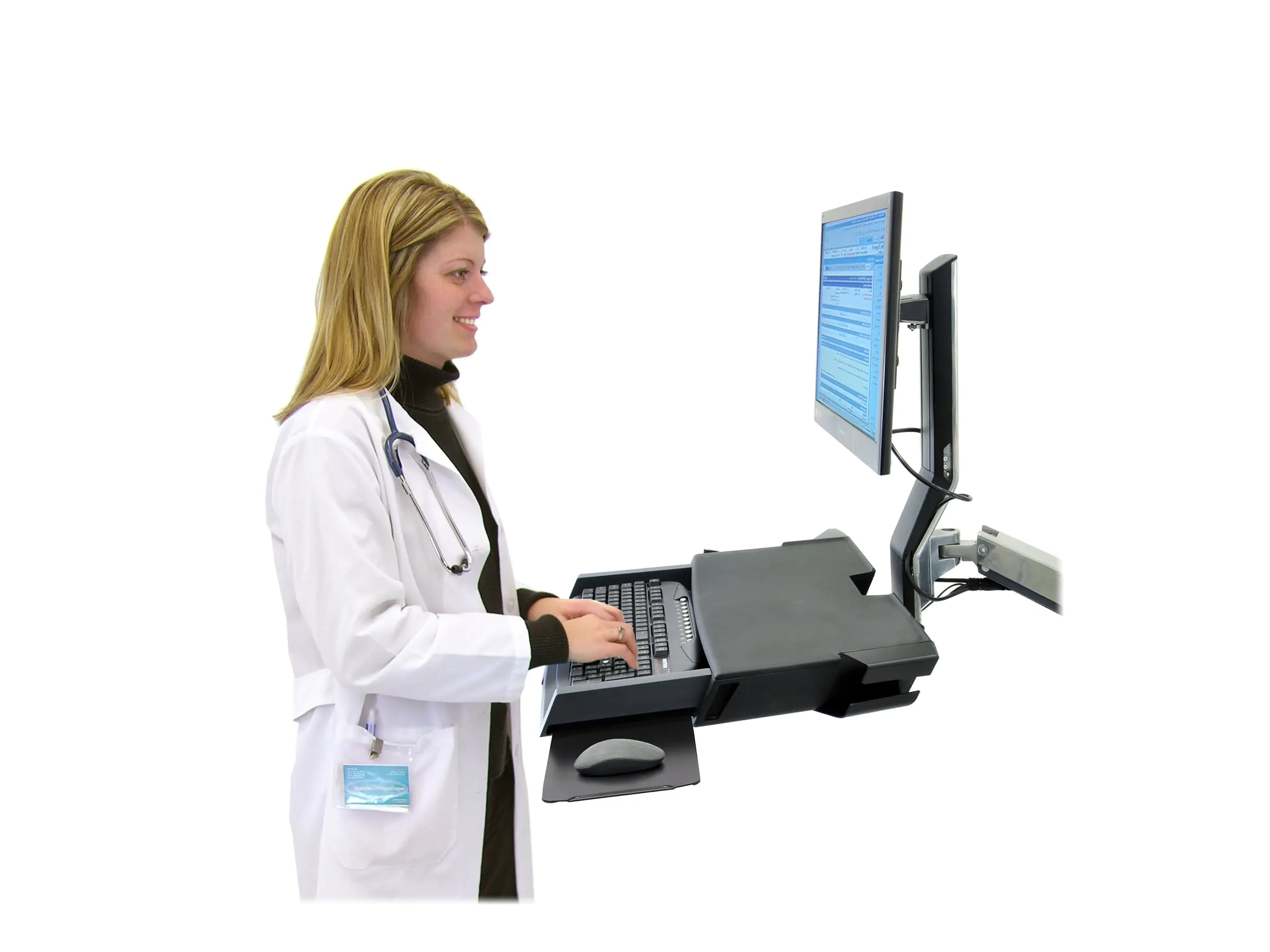 Ergotron - Befestigungskit (Handgelenkkissen, Schienenmontage Halterungsset, Mausablage zum Herausziehen, höhenverstellbare Halterung, Ablage für Barcode-Scanner und Maus, Combo Schwenkarm, Arbeitsfläche mit Tastaturablage) - für LCD-Display / PC-Ausrüstu