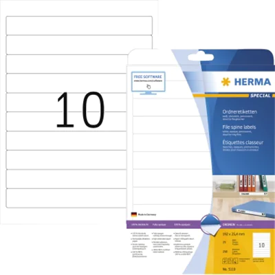 HERMA Ordneretiketten 5119 DIN A4 192x25,4mm weiß 250 St./Pack HERMA Ordneretiketten 5119 DIN A4 192x25,4mm weiß 250 St./Pack