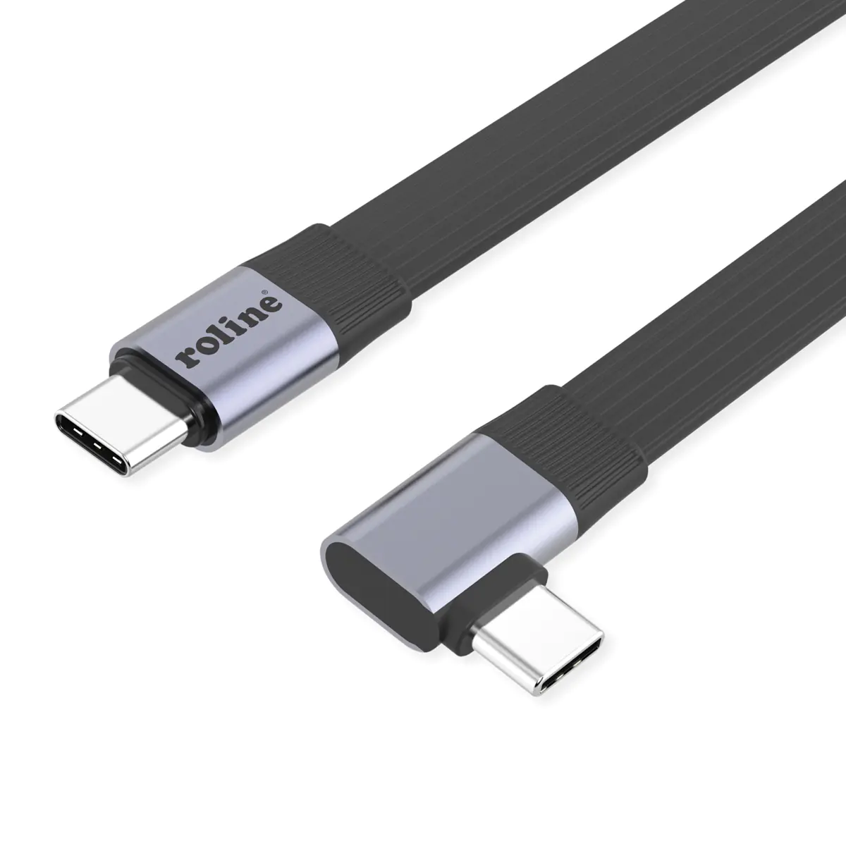 ROLINE USB4-2.0 Kabel 80 Gbit/s flach ST/ST gerade-90° abgewinkelt - Kabel - Digital/Daten