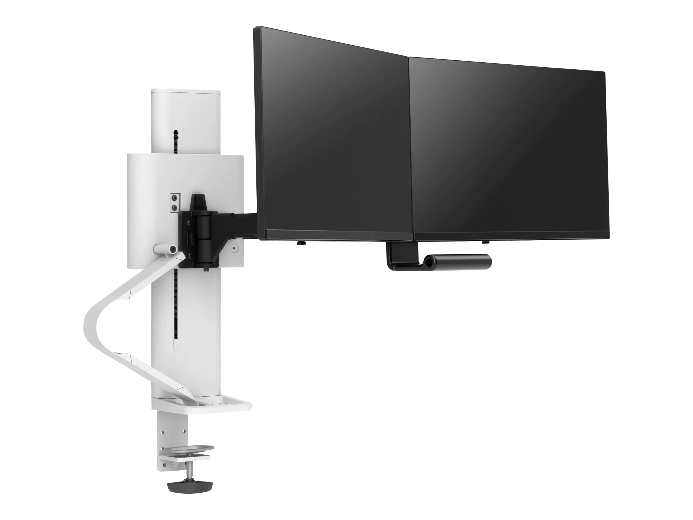 Ergotron TRACE - Befestigungskit (Griff, Basis, Hubsäule, Verlängerungsarm, Bogen, 2 Schiebegelenke, 2-teilige Tischklemme) - Konstante Krafttechnologie - für 2 LCD-Displays - weiß - Bildschirmgröße: bis zu 68,6 cm (bis zu 27 Zoll) 45-631-216
