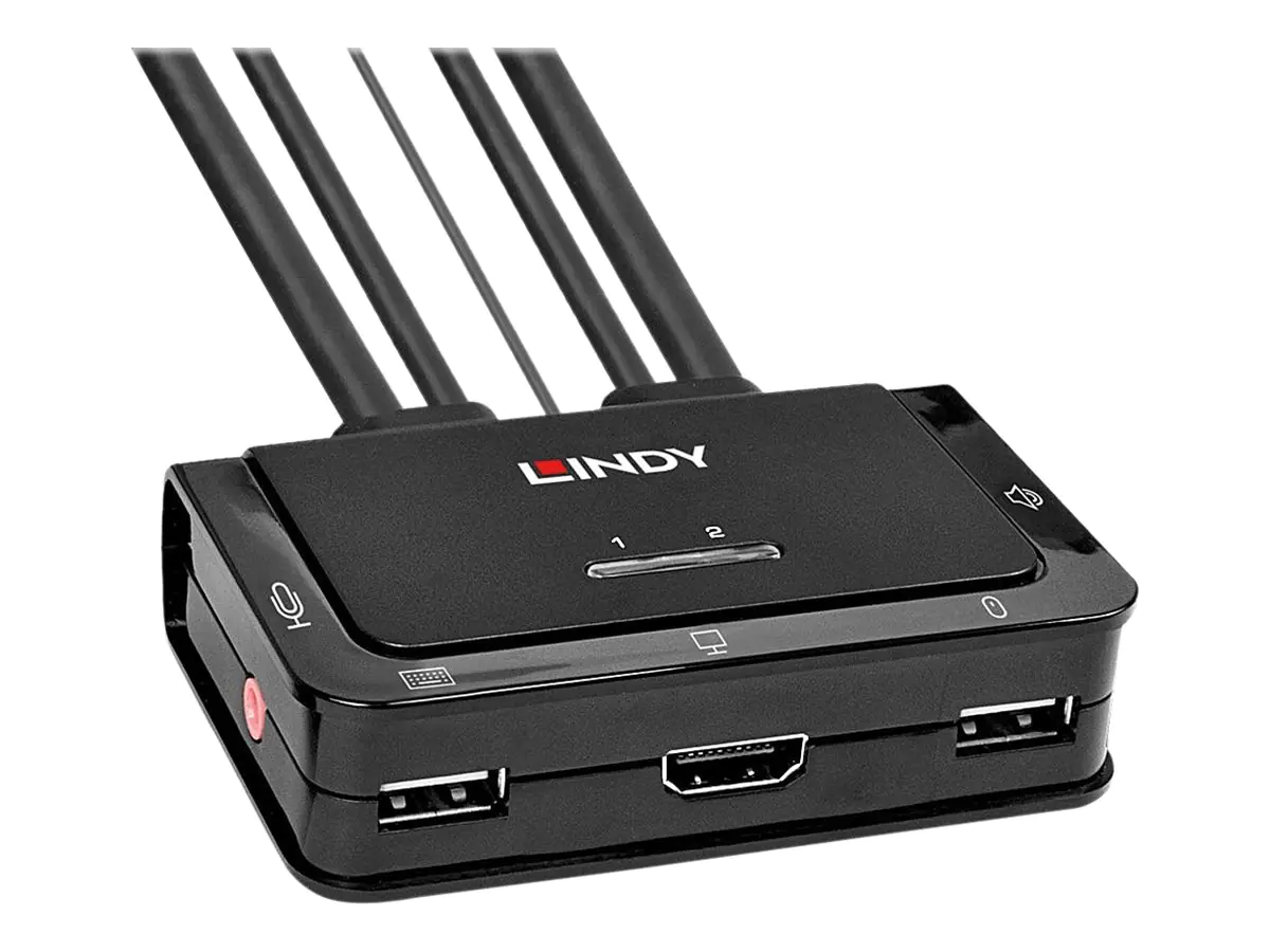 Lindy 2 Port HDMI 2.0, USB 2.0 & Audio Cable KVM Switch - KVM-/Audio-Switch - 2 x KVM/Audio - 1 lokaler Benutzer - Desktop