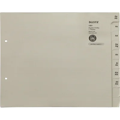 Leitz Registerserie 13510085 DIN A4 A-Z für 75Ordner Tauenpapier grau Leitz Registerserie 13510085 DIN A4 A-Z für 75Ordner Tauenpapier grau