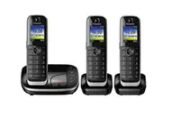 Panasonic KX-TGJ323GB - Schnurlostelefon - Anrufbeantworter mit Rufnummernanzeige - DECT - Schwarz + 2 zusätzliche Handsets