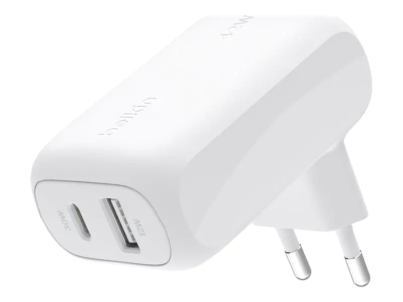 Belkin BoostCharge - Netzteil - 42 Watt - 3 A - PD 3.0 - 2 Ausgabeanschlussstellen (USB-C, USB) WCB009VFWH
