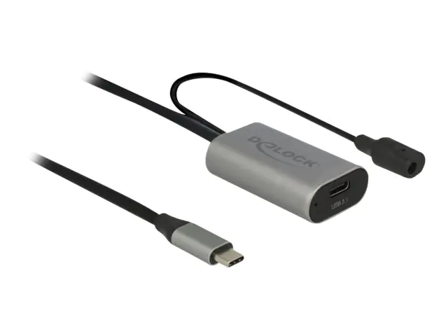 Delock - USB-Verlängerungskabel - 24 pin USB-C (M) zu power DC jack, 24 pin USB-C (W) - USB 3.1 Gen 1 - 5 m - Grau, Schwarz