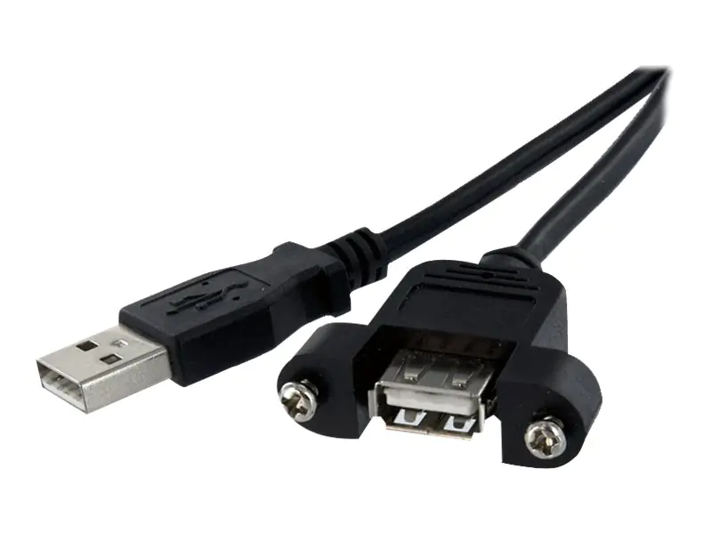 StarTech 30cm USB A auf A Blendenmontage Kabel - Bu/St - USB-Verlängerungskabel - USB (M) zu USB (W) - USB 2.0 - 30 cm - geformt, Daumenschrauben - Schwarz - für P/N: UUSBOTG