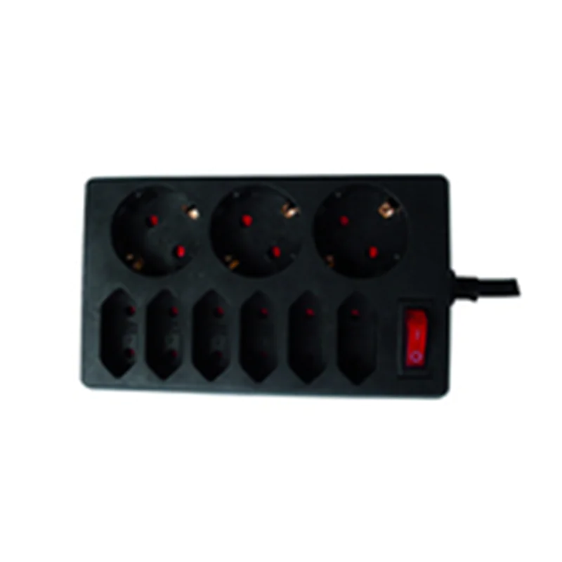 REV Ritter REV 00250171, Drinnen, Typ C, Typ F, Unmanaged, 1,5 mm², Schwarz, 9 AC-Ausgänge