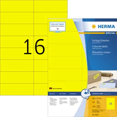 HERMA Etikett 4256 105x37mm A4 gelb 1.600 St./Pack. HERMA Etikett 4256 105x37mm A4 gelb 1.600 St./Pack.