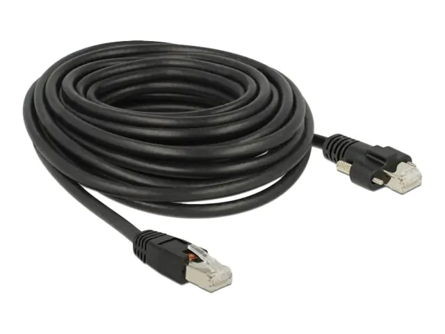 Delock - Patch-Kabel - RJ-45 (M) schraubbar zu RJ-45 (M) - 10 m - SSTP-Kabel - CAT 6 - Schwarz