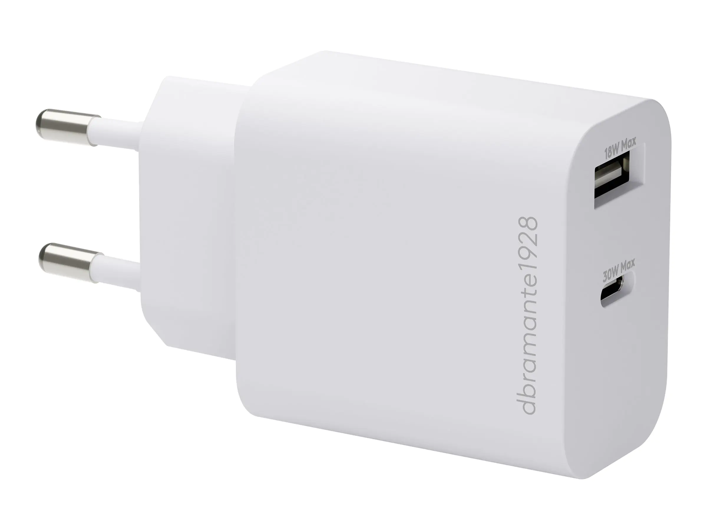 dbramante1928 re-charge - Netzteil - 18W - 30 Watt - 3 A - PD/PPS - 2 Ausgabeanschlussstellen (USB-C, USB) CH30EUWH7246