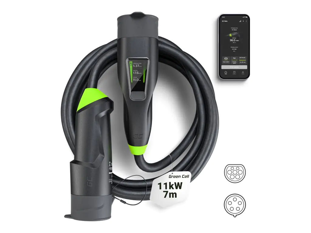 Green Cell Habu - EV-Ladestation - 7 m, 2-in-1, mit GC App - 11 kW - 16 A (IEC 60309) EVGC01