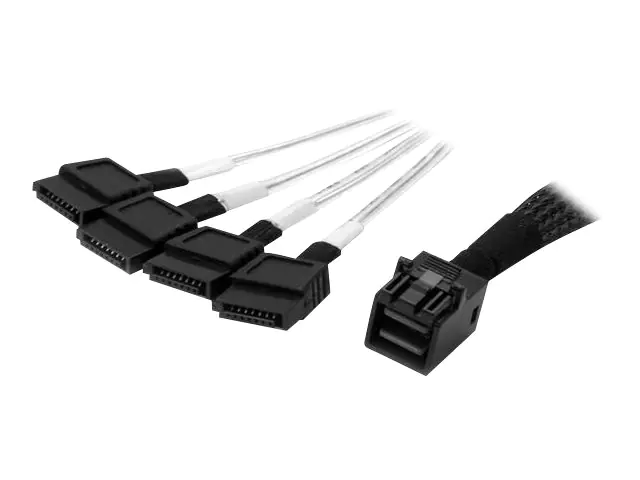 StarTech Internes Mini-SAS auf SATA Kabel - SFF-8643 zu 4x SATA - 1m - SATA- / SAS-Kabel - 4x Mini SAS HD (SFF-8643) (S) bis SATA (S) - 1 m - schwarz & silber - für P/N: SFF86448PLT2