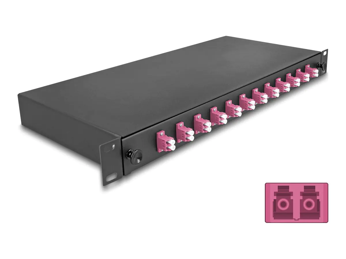 Delock Glasfaserkabelkiste - OM4, komplett montiert - Vorderseite - Rack montierbar - LC Dupl