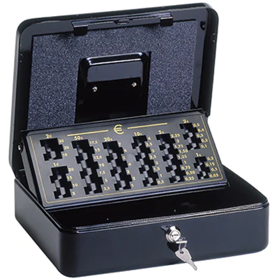 MAUL Geldkassette 24,5 x 9,3 x 30 cm (B x H x T) 4 Fächer für Banknoten 8 Fächer für Hartgeld mit Schloss Stahl schwarz MAUL Geldkassette 24,5 x 9,3 x 30 cm (B x H x T) 4 Fächer für Banknoten 8 Fächer für Hartgeld mit Schloss Stahl schwarz