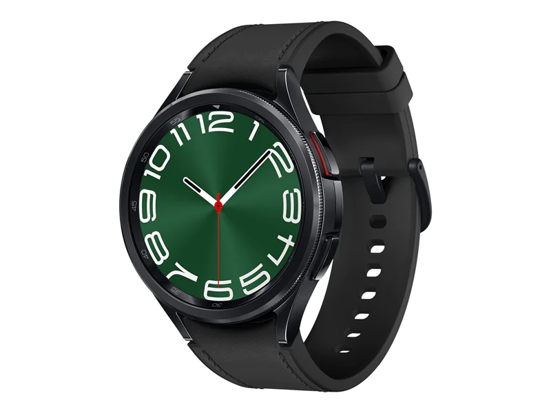 Samsung Galaxy Watch6 Classic - 47 mm - intelligente Uhr mit Band - Hybrid-Eco-Leder - schwarz - Bandgröße: M/L - Anzeige 3.73 cm (1.5") - 16 GB - NFC, Wi-Fi, Bluetooth - 59 g - Schwarz